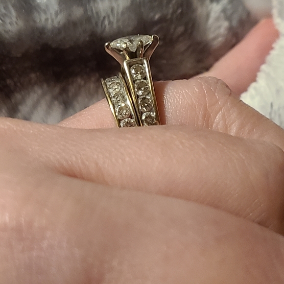 14k YG genuine diamond wedding set - Picture 8 of 11